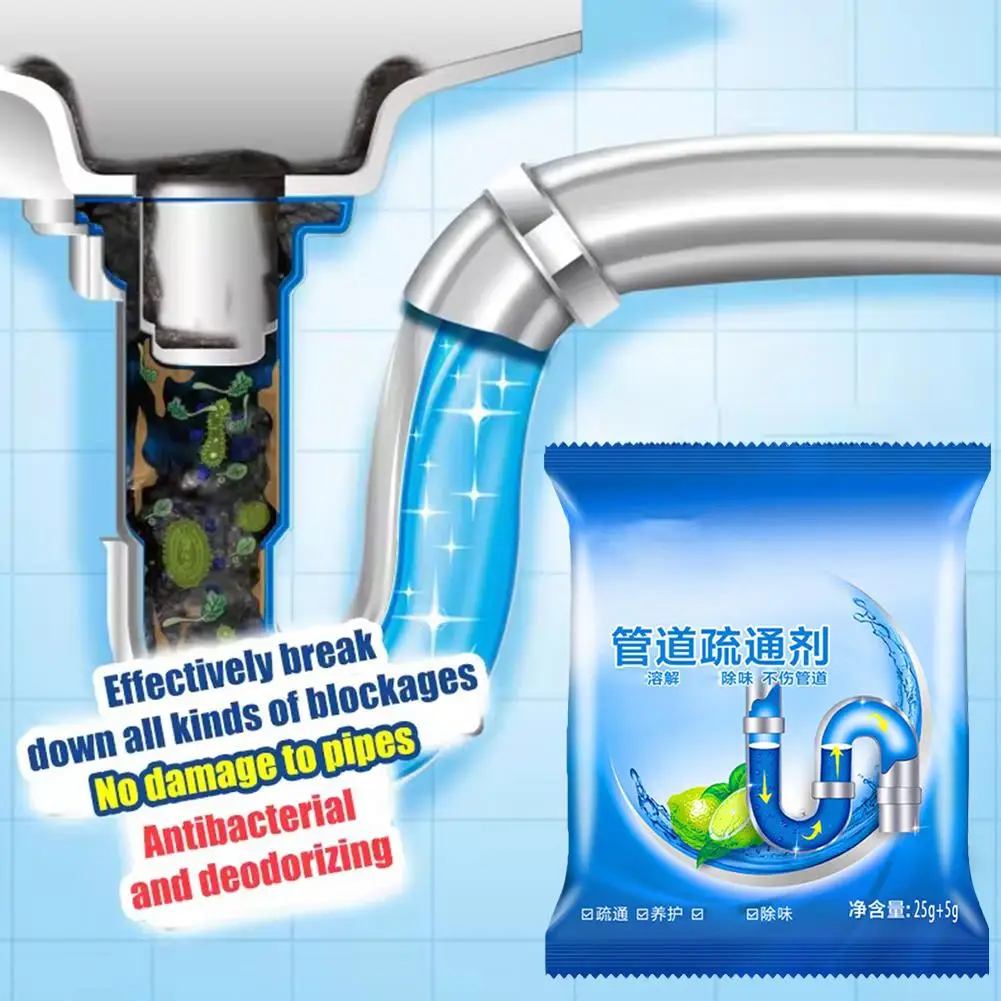 Drain Unclogging Powder - Sink, Toilet & Kitchen Drain Cleaner - Deodorizes, Cleans & Unblocks Grease, Hair & Soap Scum(10 Bags)
