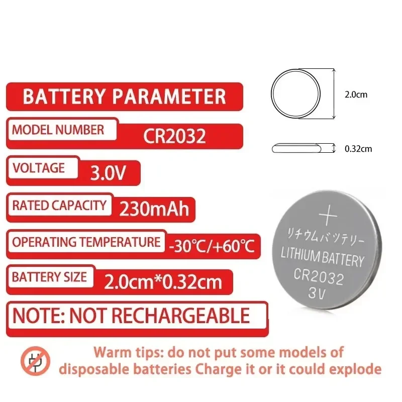 5-60PCS CR2032 CR 2032 Button Battery 3V Lithium Battery for Watch Toy Calculator Car Remote Control Button Coin Cell