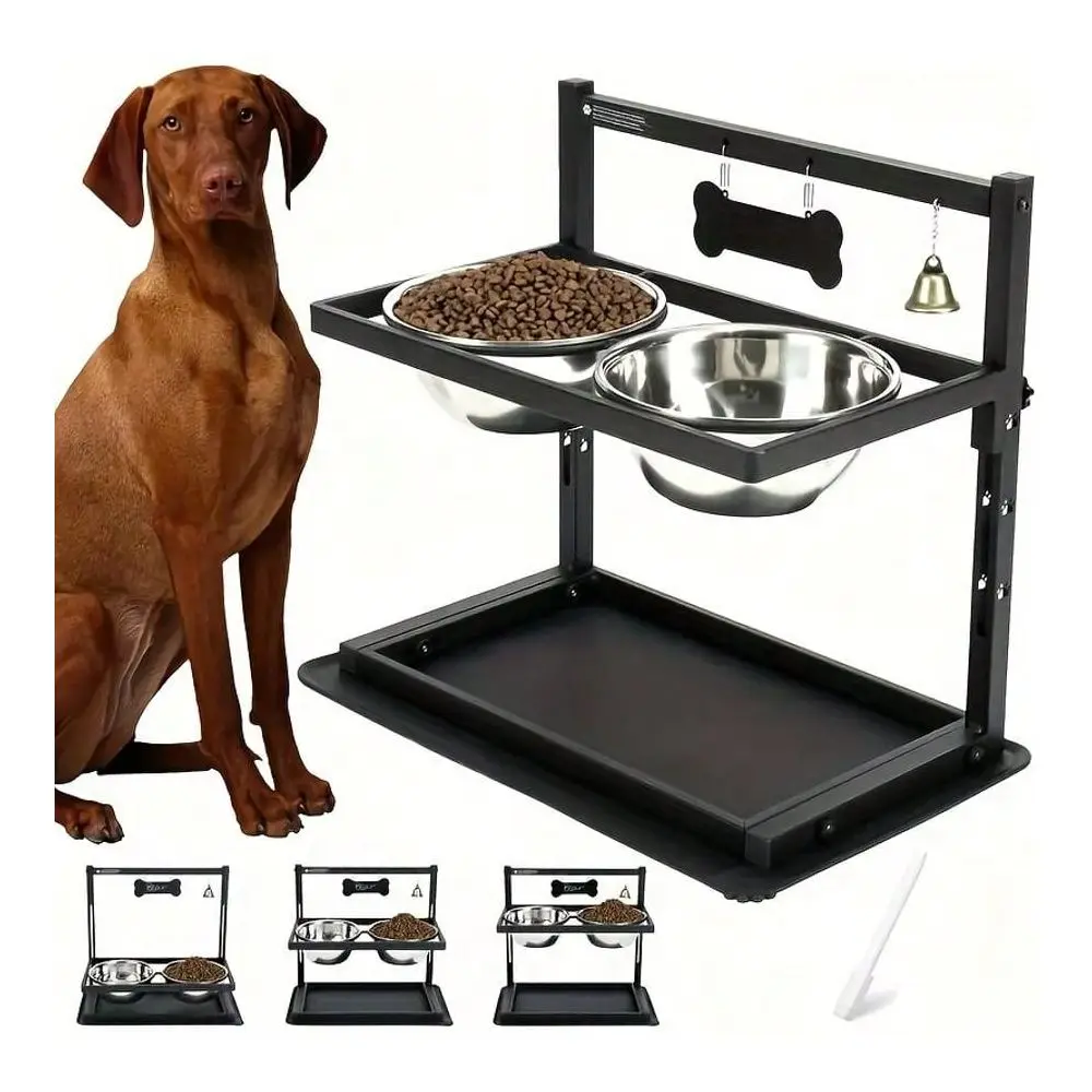 Elevated Dog Bowl, Raised Dog Bowl Holder For Large And MediumSized Dogs, Metal Dog Bowl With Two Stainless Steel Dog Food Bowl