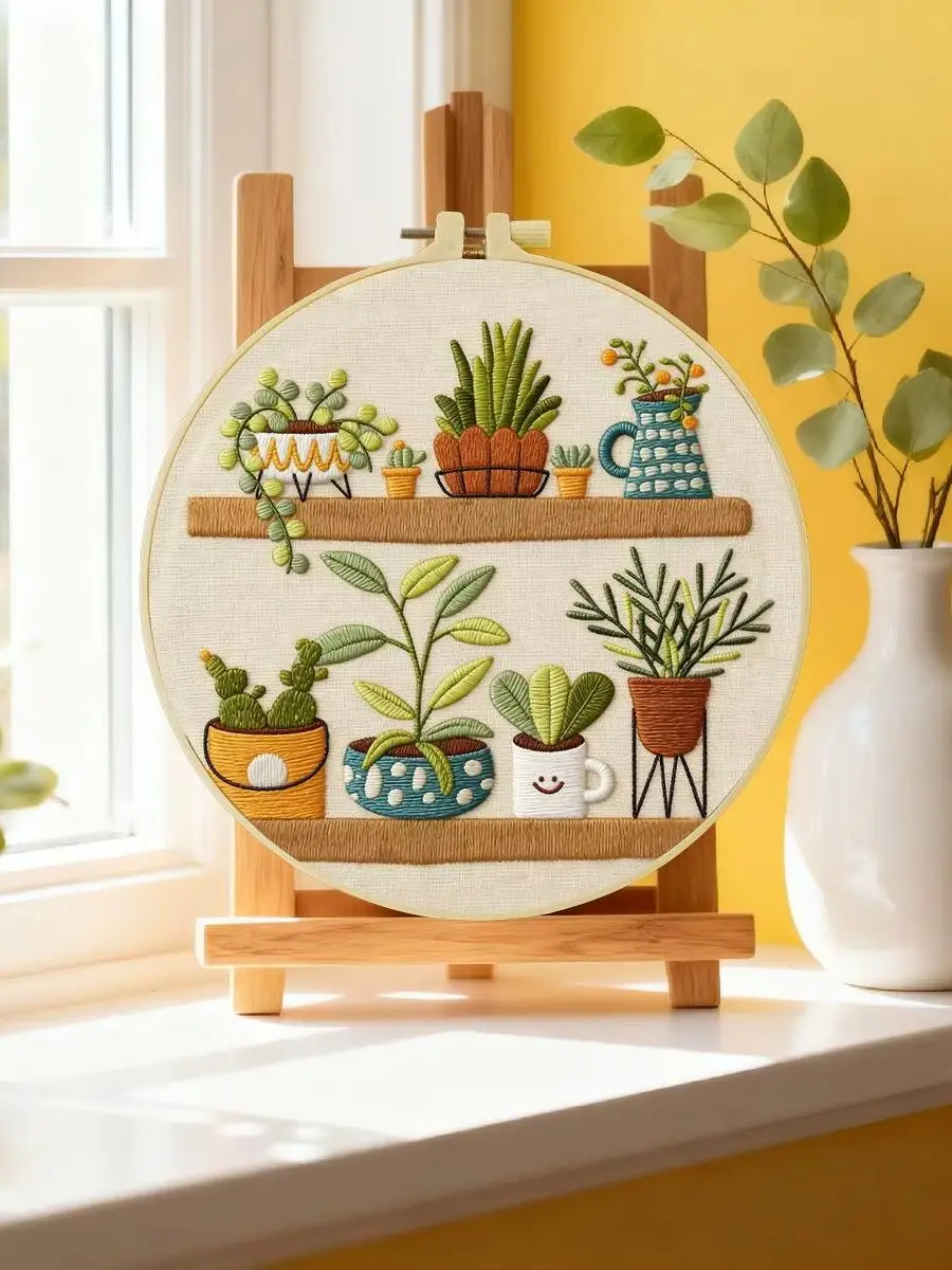 1 Stück 20X20CM/15X15CM 7,87/6,3 Zoll Regal-Stickerei-Starter-Kit DIY-Kit DIY-Stickerei-Set Handarbeiten Nadelkunst – Detail 6