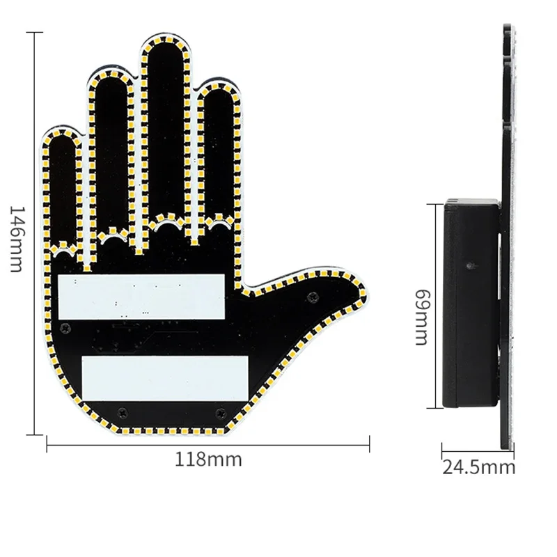 Auto LED Beleuchtete Geste Licht Auto Finger Licht Mit Fernbedienung Straße Rage Zeichen Mittelfinger Geste Licht Hand Erinnerung Lampe – Detail 10