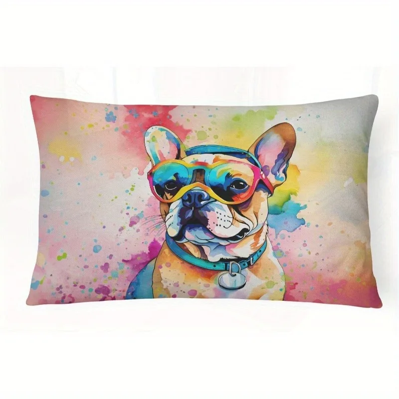 Watercolor French Bulldog Pillow Cover Suitable For Sofa Bedroom Car Pillow Cover Cushion Rectangular Back Cushion