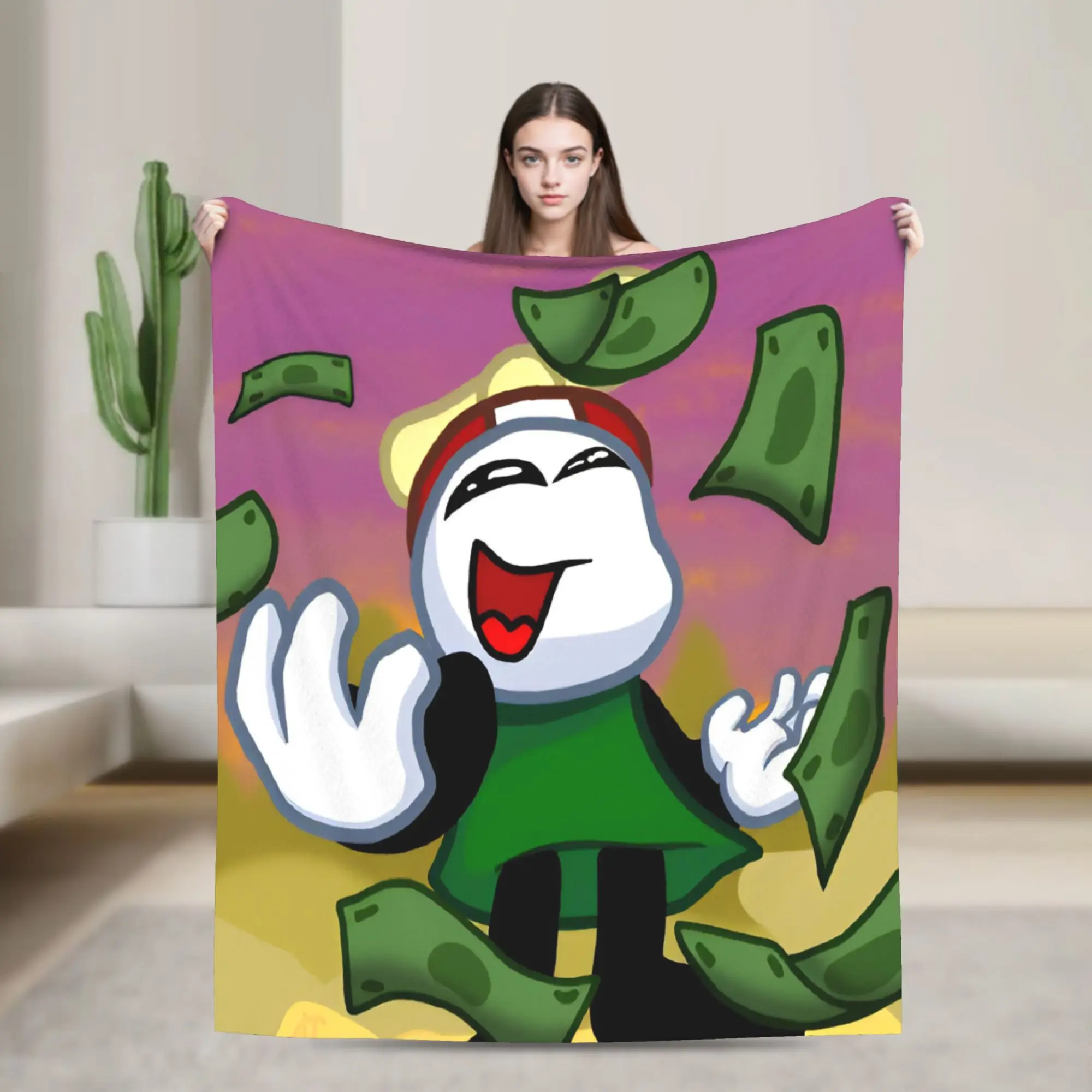 Omenaso Youtuber Gaming Knitted Blankets   Fuzzy Throw Blankets Airplane Travel Decoration Lightweight Bedspreads