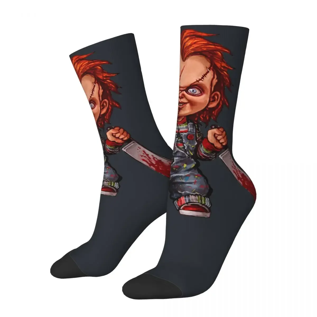 

Funny Happy Men's compression Socks Chucky Doll Vintage Harajuku Child's Play Hip Hop Novelty Pattern Crew Crazy Sock Gift