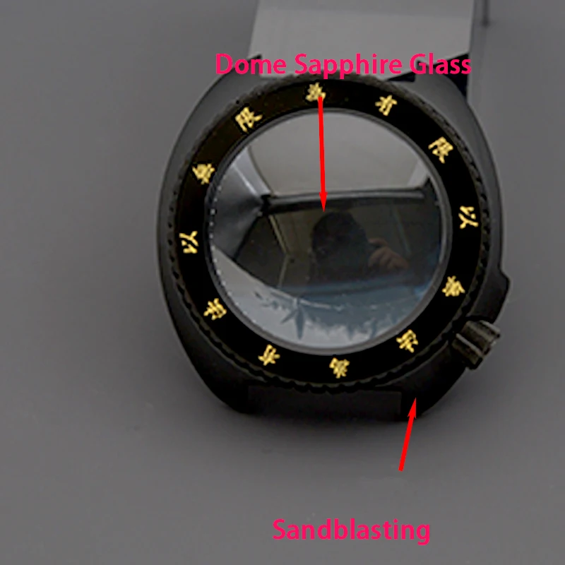 6105 6309 Turtle Abalone Dive Men's Watch Case Black Sandblasting Case Dome Sapphire Glass Fit Japan NH35 NH36A NH34