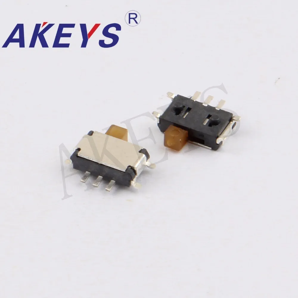 100pcs MSKT-12C00 MINI slide switch 1P2T SPDT 7 pin SMD SMT mini toggle switches yellow white