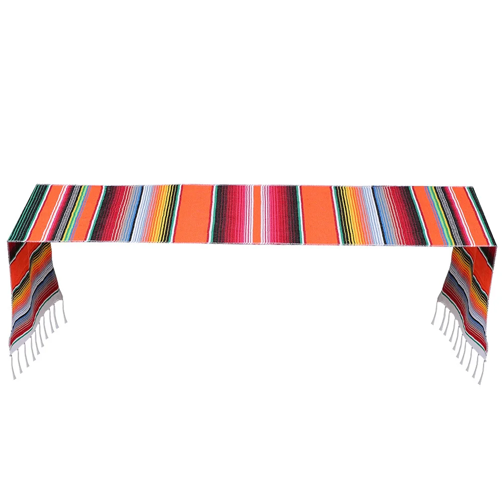 

Mexican Style Rainbow Table Runner Decorative Table Cover for Dining Party Picnic Banquets Chic Mexico Theme Tablecloth