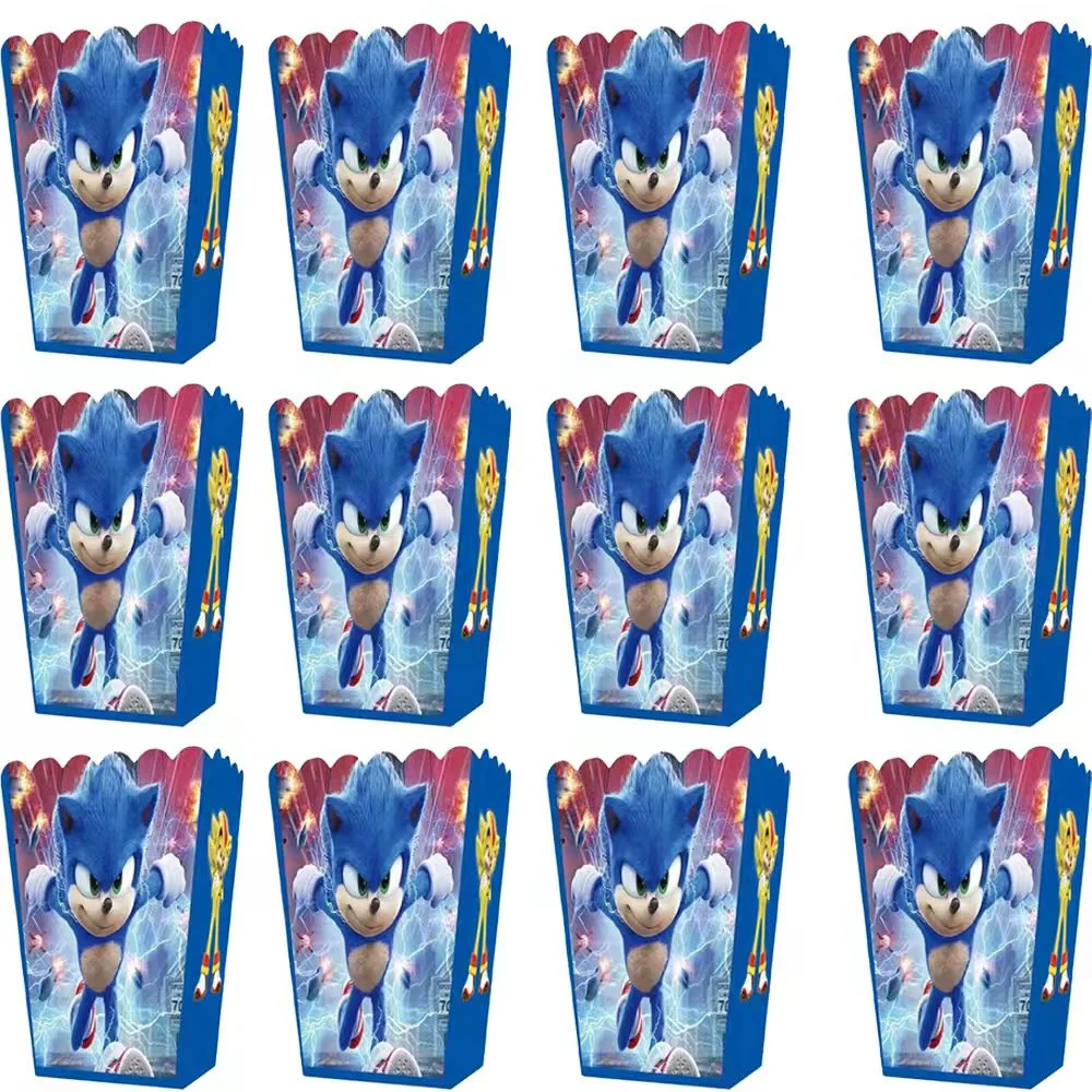 6/24pcs Sonic Popcorn Boxes Theme Party Decoration Birthday Party Favor Popcorn Treat Boxes Party Supplies - view 4