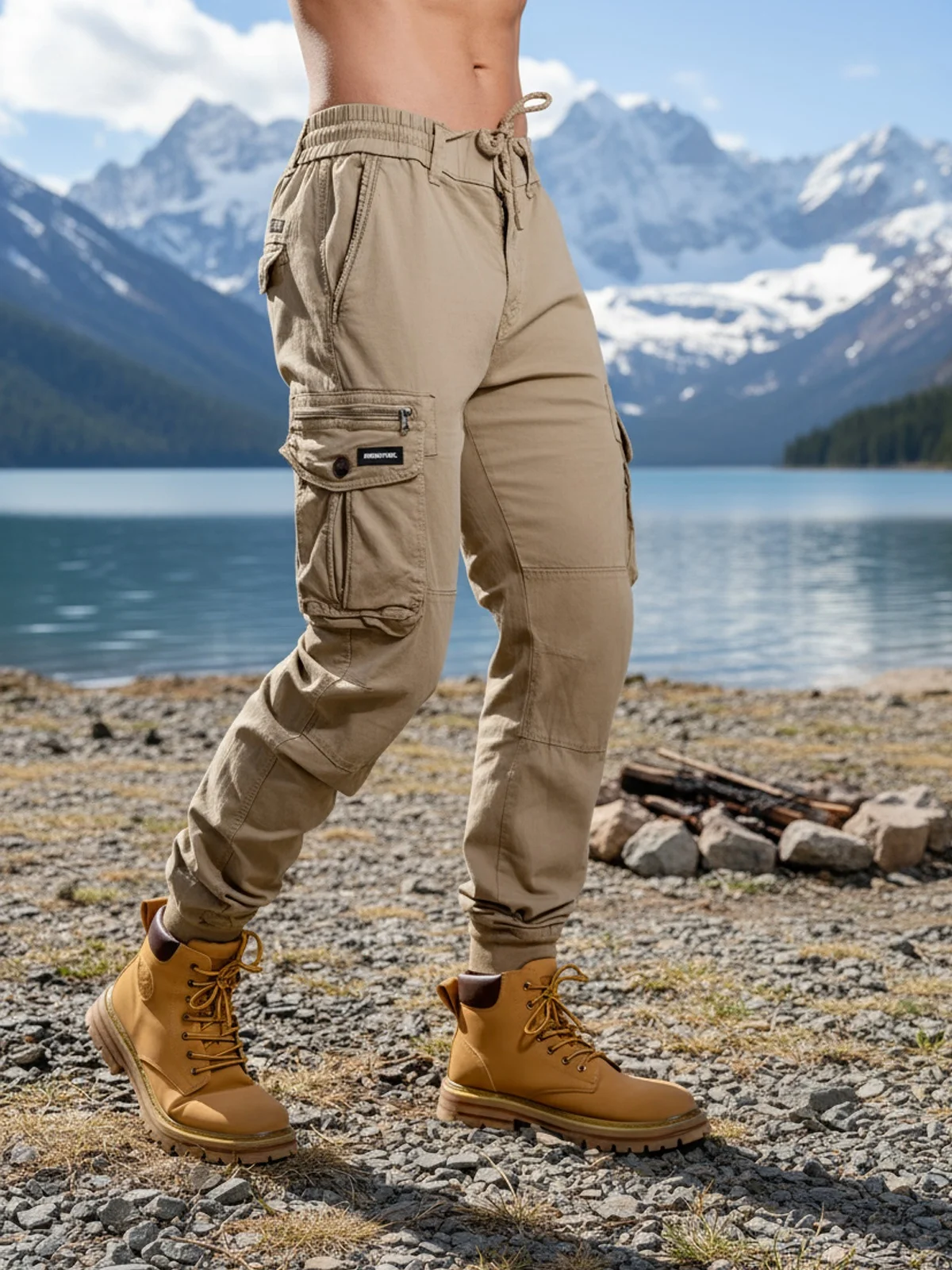 

Men's Pure Cotton Sports Pants Cone ape Retro Waed Multi ket Cuffed Workwear Trousers Breathable Stretchy Casual Pants