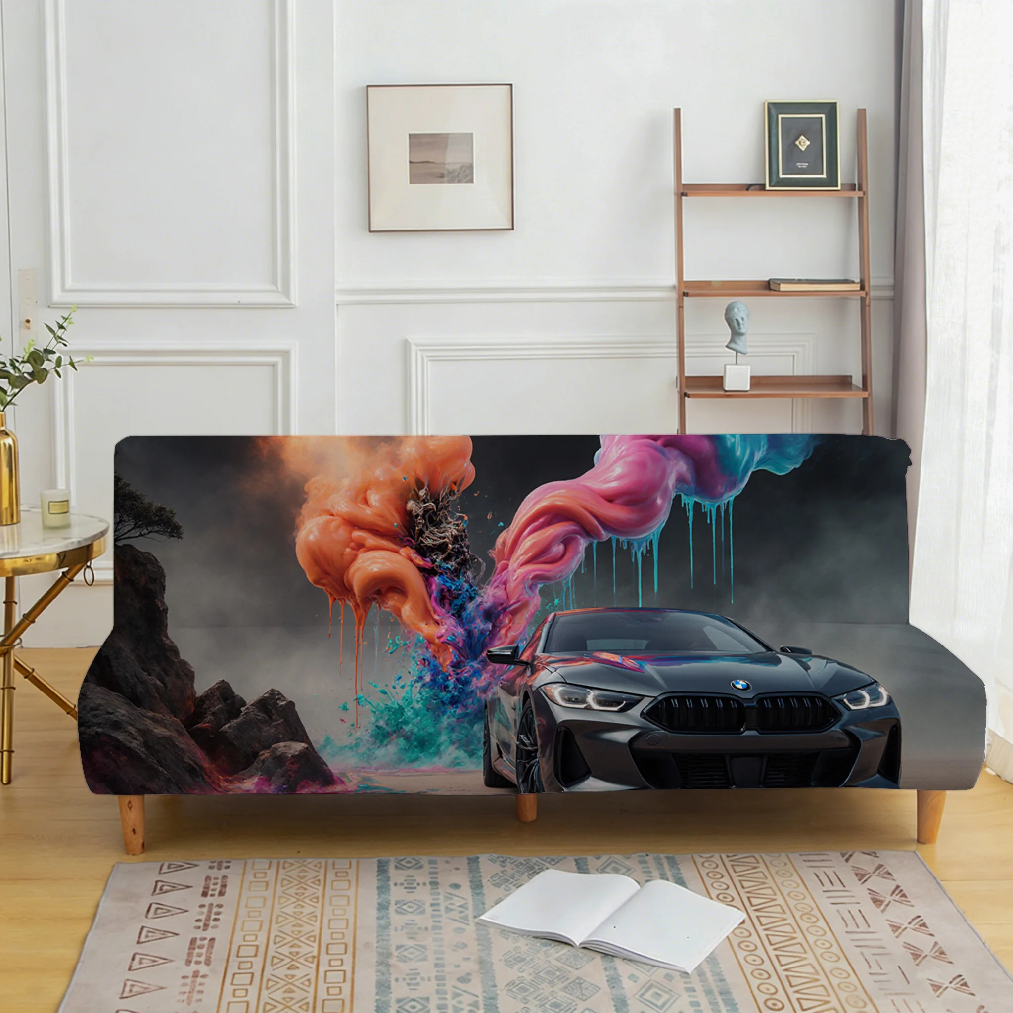 Chaoku car color smoke elastic sofa bed cover, living room sofa bed cover, dust-proof washable sofa bed cover