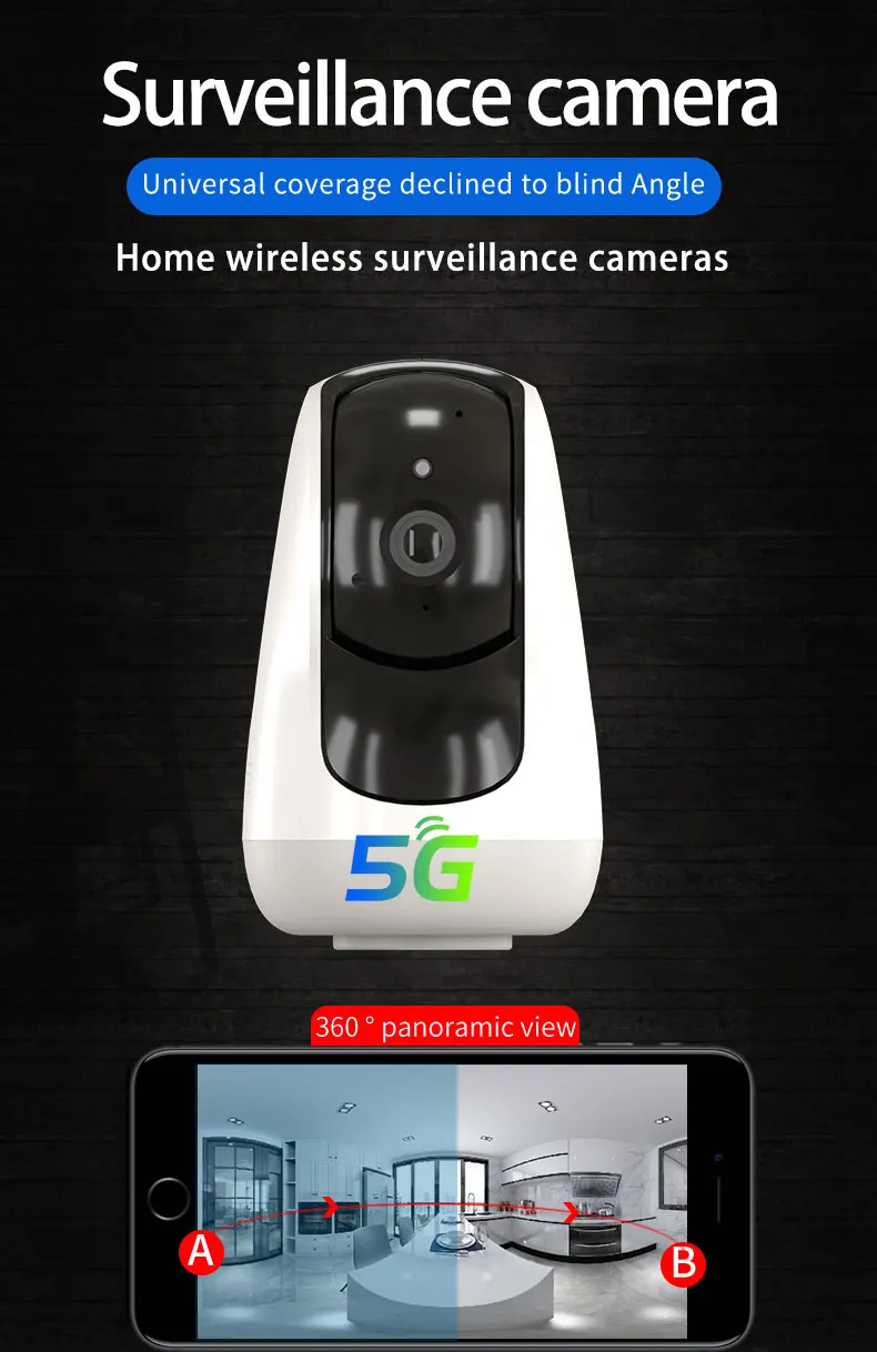 2MP 1080P 2.4G&5G Dual Band HD Wireless Intercom PTZ IP Dome Camera Full Color Night Vision Home Security CCTV Monitor