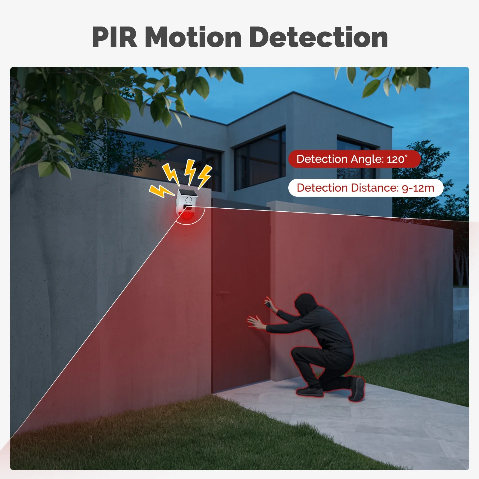 إنذار صفارة الإنذار الذكي في الهواء الطلق MOES، صفارة إنذار WiFi تعمل بالطاقة الشمسية 120 ديسيبل مع جهاز تحكم عن بعد ومستشعر PIR، مقاوم للماء، يعمل مع Alexa Google Home #4