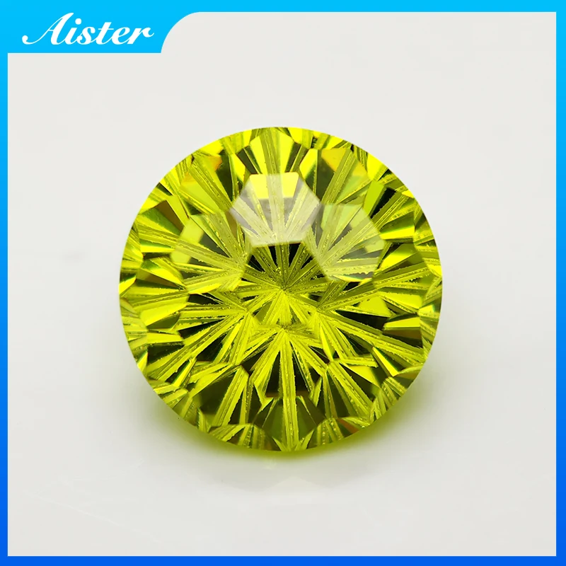 New Apple Green 5.0-12.0mm Round Pyrotechnic Cut Cubic Zirconia Stones Loose Gemstone for Jewelry Making