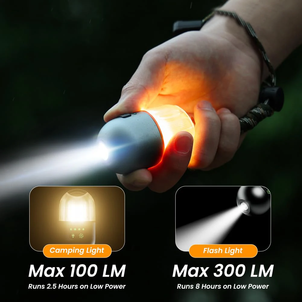 2-PCS Rechargeable Camping Lantern with Magnet Base Waterproof EDC Electric Lantern, 6 Light Modes, LED Camping Lantern Outdoor