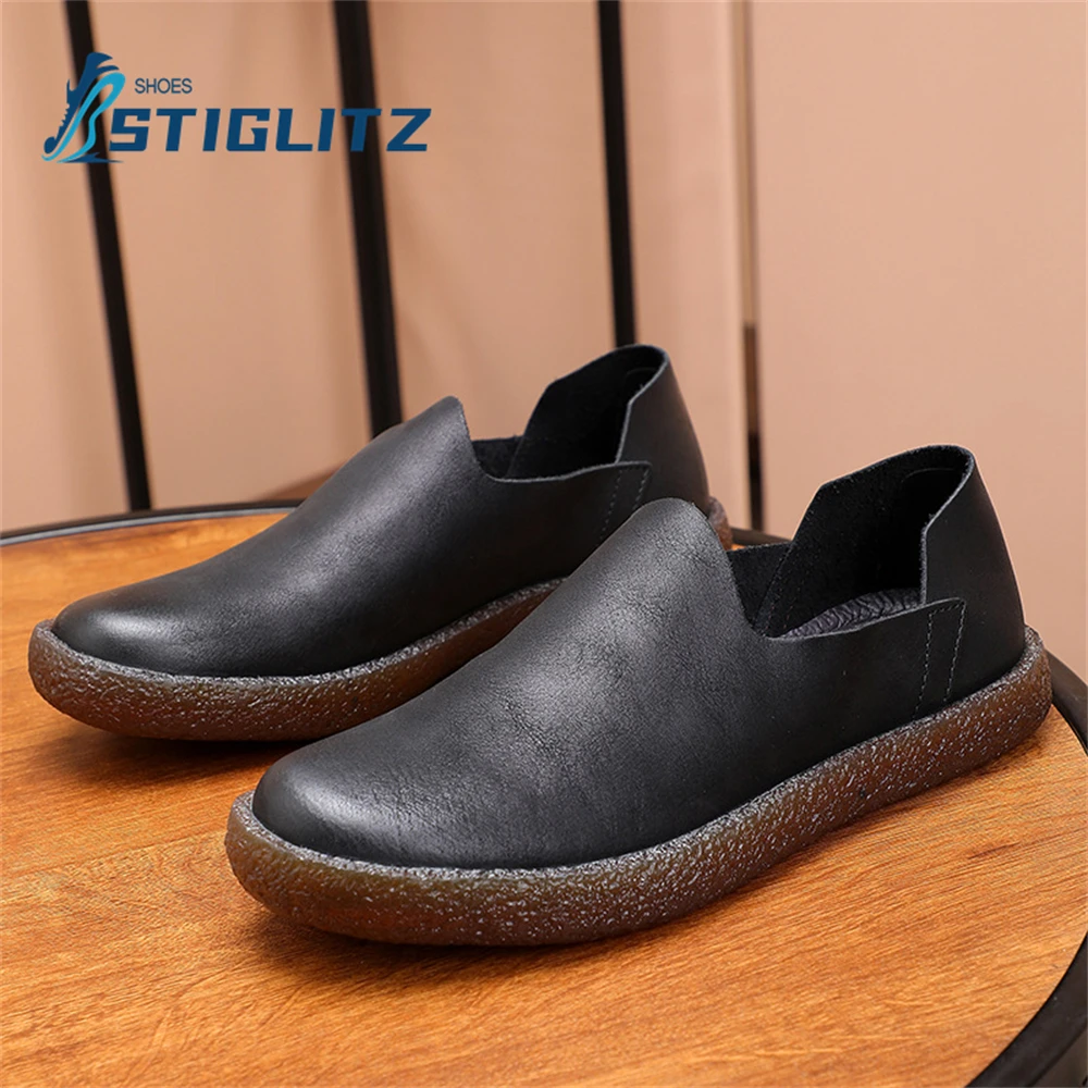 Nubuck Soft Sole Oxfords for Men Gradient Genuine Leather Slip On Loafers Men\'s Formal Oxford Shoes New Style Men\'s Casual Shoes