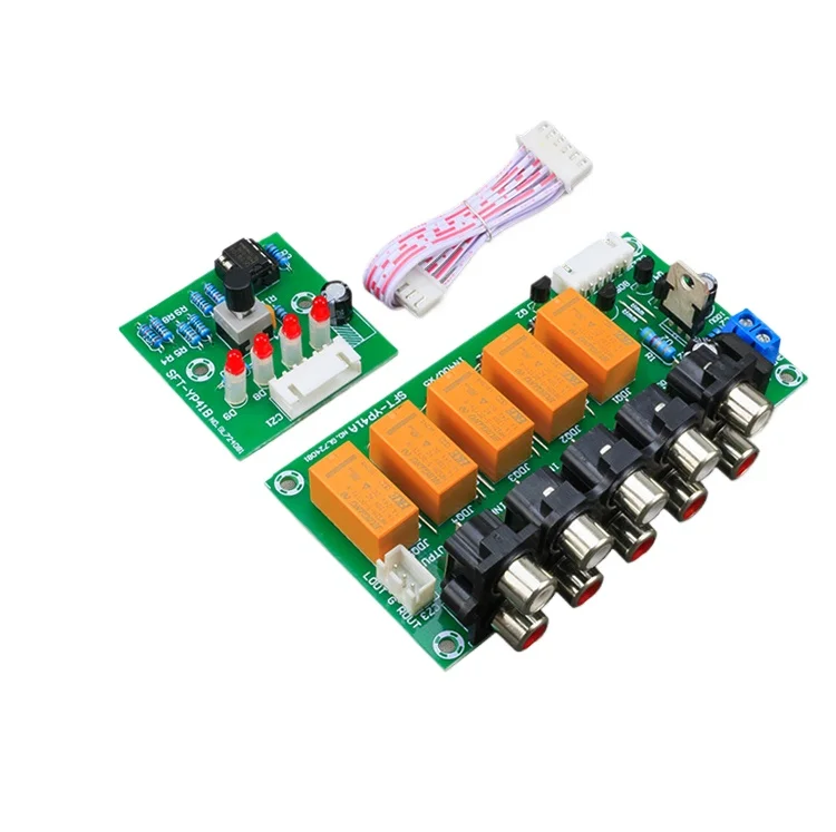 Audio switching board 4-in-1-out relay control selection amplifier chassis audio source video signal microcontroller memory