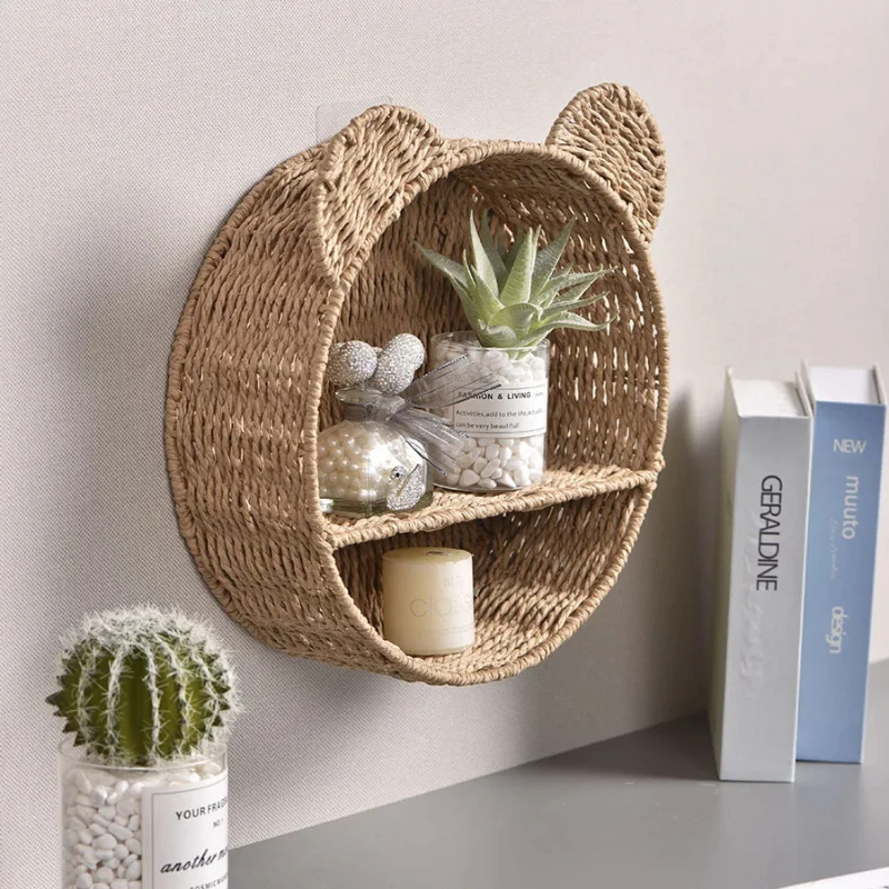 

Creative Cat Ear Storage Rack Multifunctional Organize Baskets Bedroom Wall Mounted Cosmetic Shelf Versatile Scene Display Stand