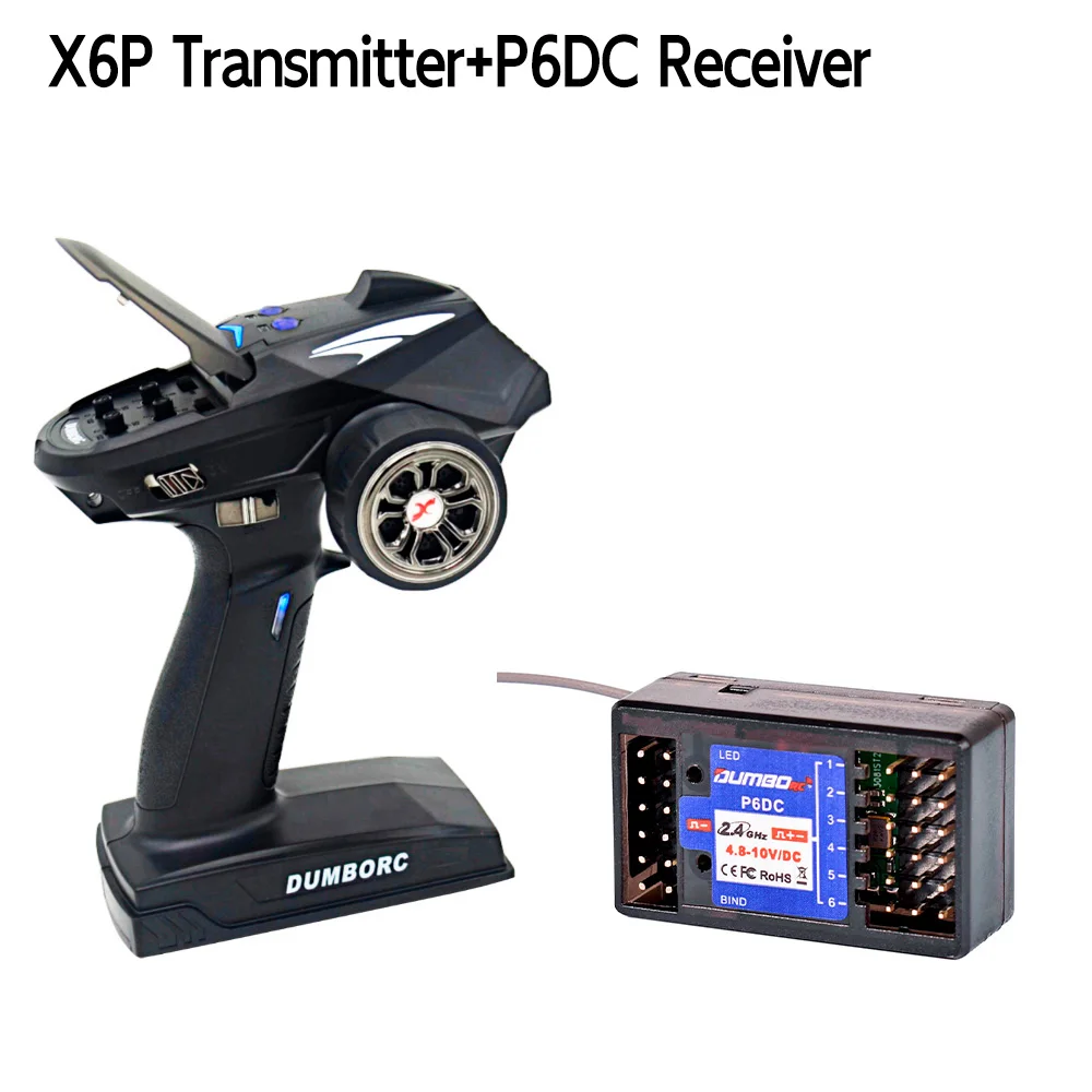 DUMBORC Zender Afstandsbediening 2.4G 6CH X6 met P6FG Gyro Ontvanger LED Lichtset voor 1/10 1/8 Crawler Axial SCX10 RC Auto