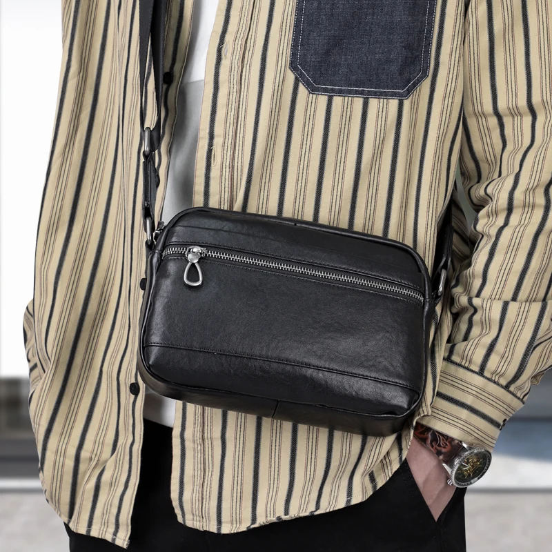 

Business Genuine Leather Men's Shoulder Bag Natural Cowhide Crossbody Bag Casual Men's Bag Fashion For 7.9-Inch Tablets