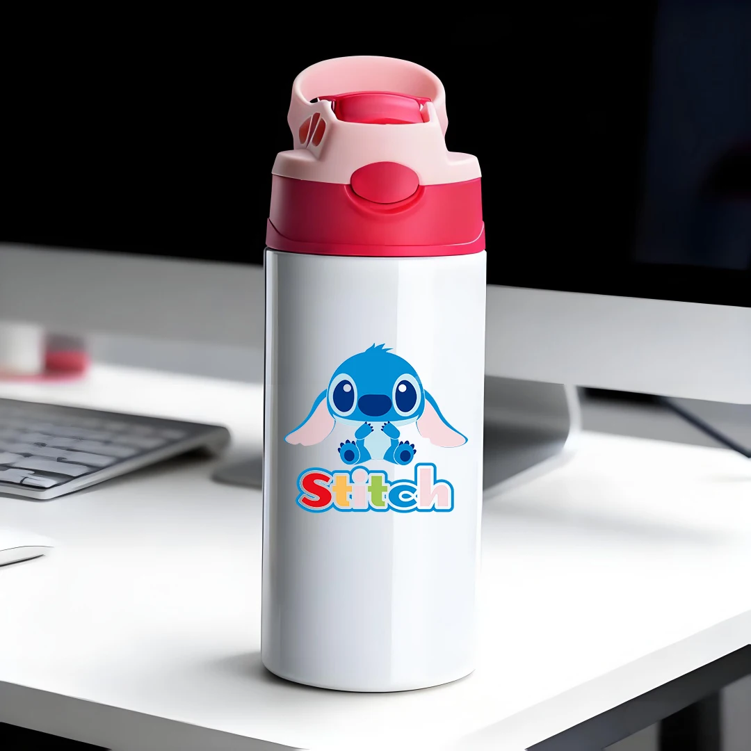 

Disney Mickey Mouse Thermos Stich Cartoon Design 304 Stainless Steel Straw Cup Kids Water Bottle New Year Gift