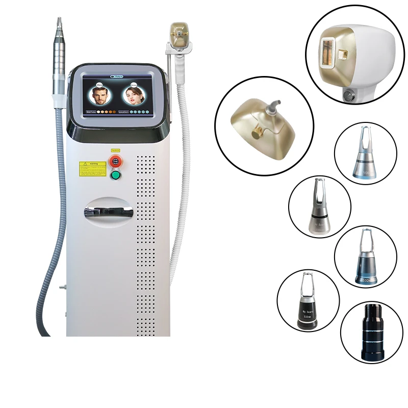 Free Shipping 2 in 1 Diode Laser 3 Bands 808nm  Painless Hair Removal Q Switched Pico Laser Tattoo Eyebrow Removal Machine