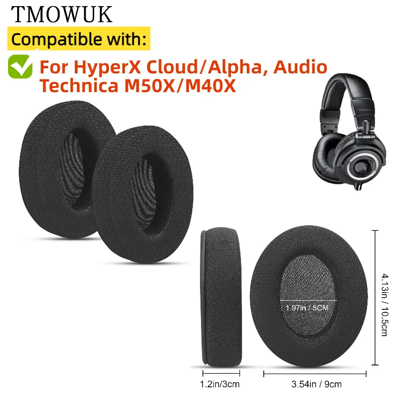 

Replacement Protein Ear Pads for HyperX Cloud/Alpha, Audio Technica M50X/M40X Headphones Soft Foam Ear Cushions TMOWUK