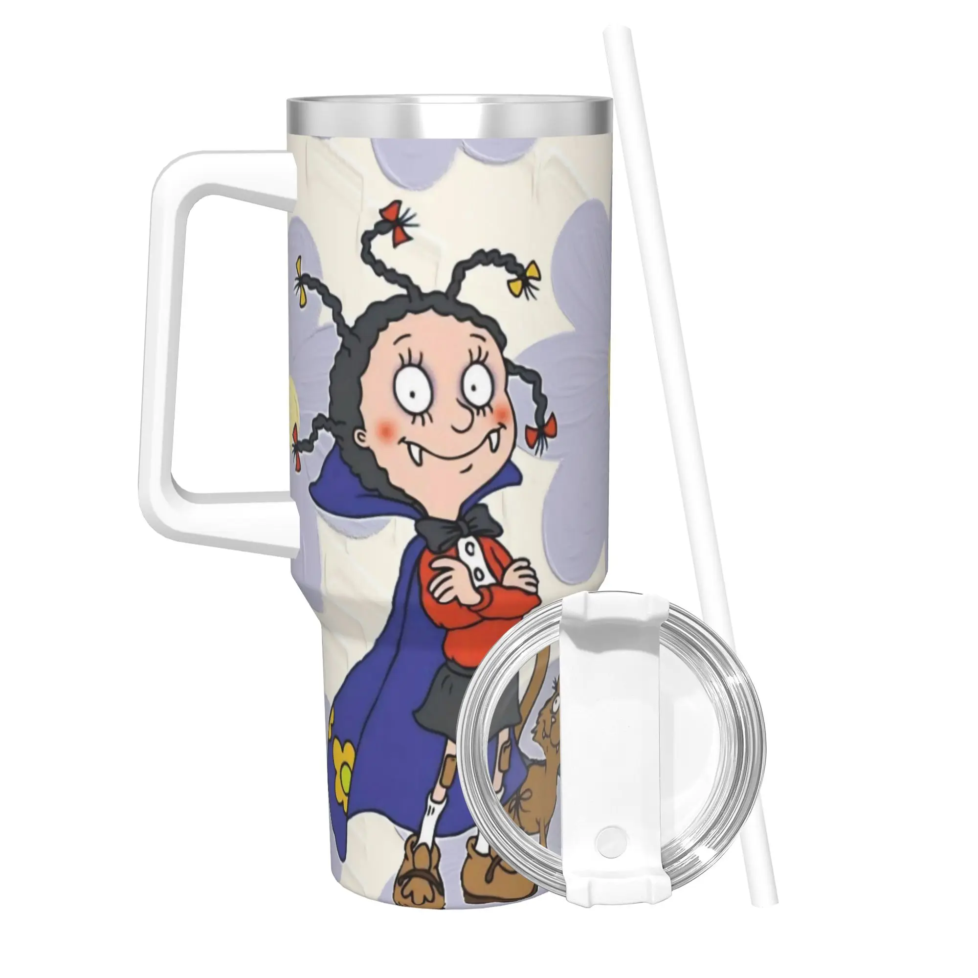 Mona The Vampire Anime Insulated Tumbler with Straws Lid  Vacuum Coffee Mugs Office Home Bottle Cup 40oz