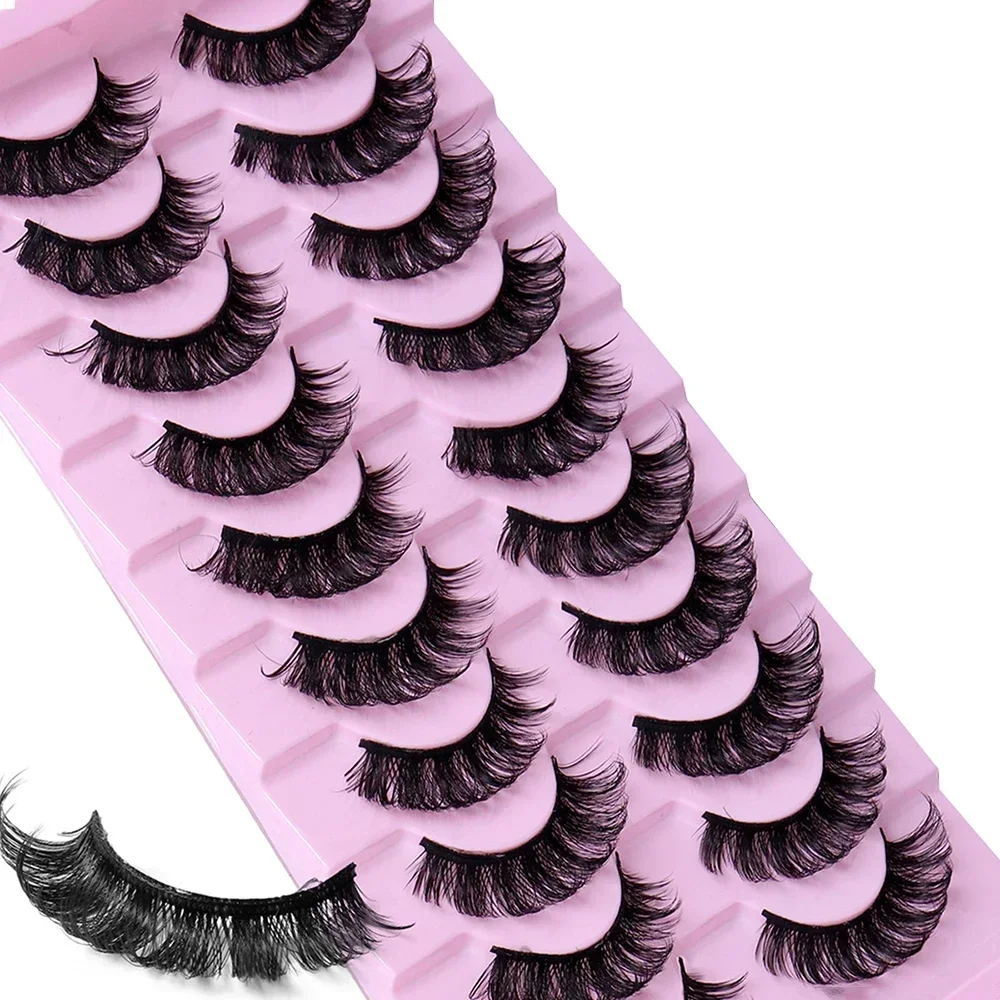 10 paia DD Curl Russian Strip Lashes Fluffy Volume ciglia finte DD Curl drammatico disordinato finto visone ciglia finte Make Up