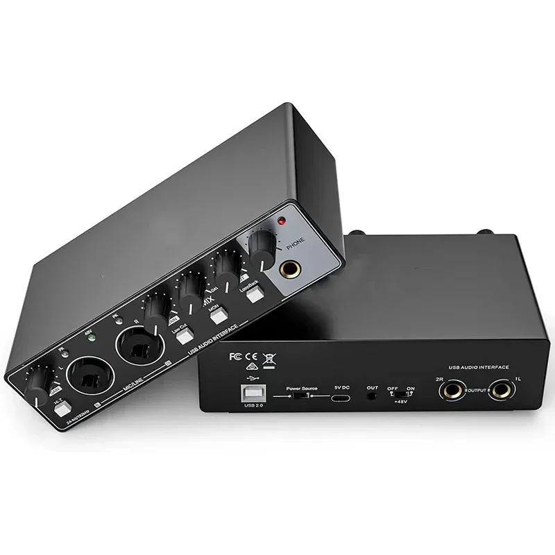 Professional Studio Audio Interface 2 in 2 out USB Mixer Recording Podcast Recording Sound Card
