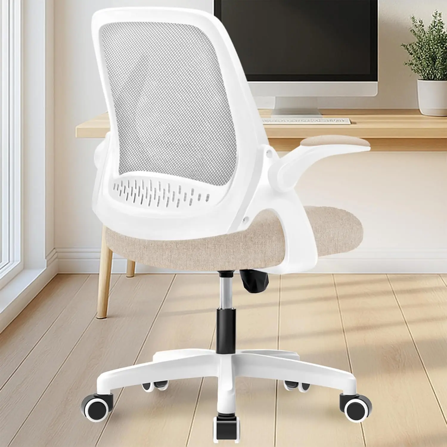 

CHAIR Office Desk Computer Gaming Ergonomic Chair with Lumbar Back Support Adjustable Height Swivel Wheels Flip-up Arms Mesh Cha