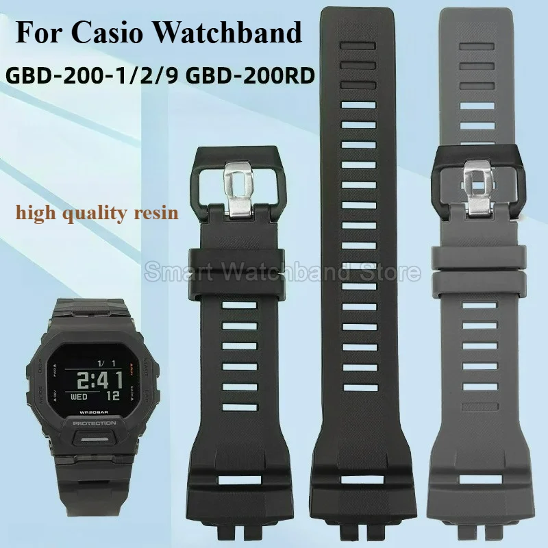 Special Interface Resin Watch Strap for Casio G-SHOCK GBD-200RD/SM GBD-200-1/2/9 Soft Flex Athletic Watchband Outdoor Activity