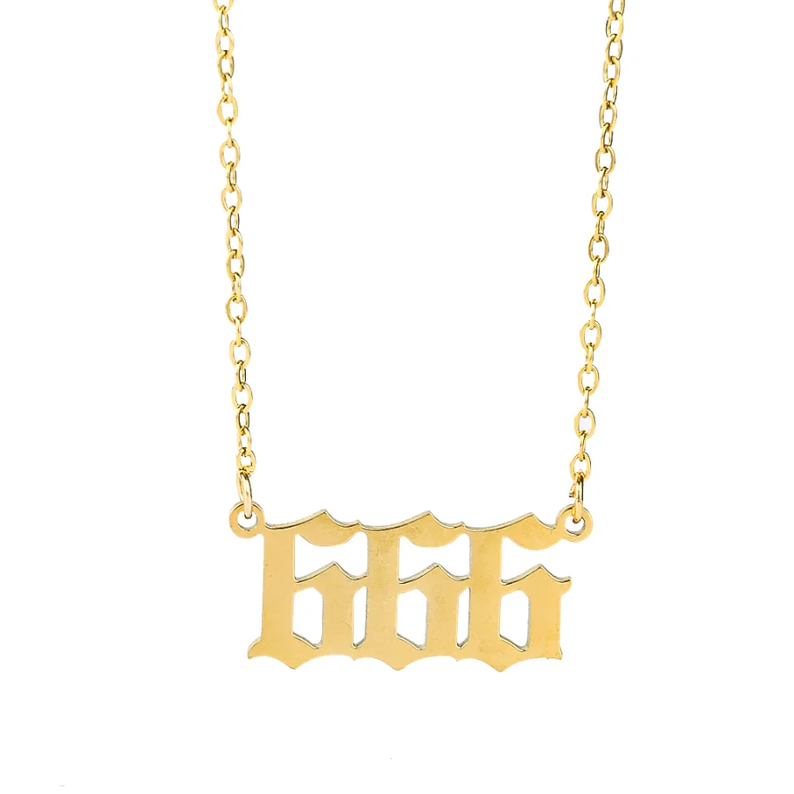 Evil Number 666 Bible Demon Symbol Pendant Stainless Steel Chains Charms Necklace Falling Angels Devil Satanic Jewelry Necklace view 6