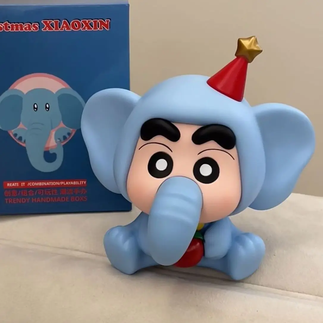 Nowa figurka Słoniaka Crayon Shin-Chan, modna zabawka, blind box, kreatywna i urocza ozdoba samochodowa/biurkowa Shin-Chan, prezent urodzinowy