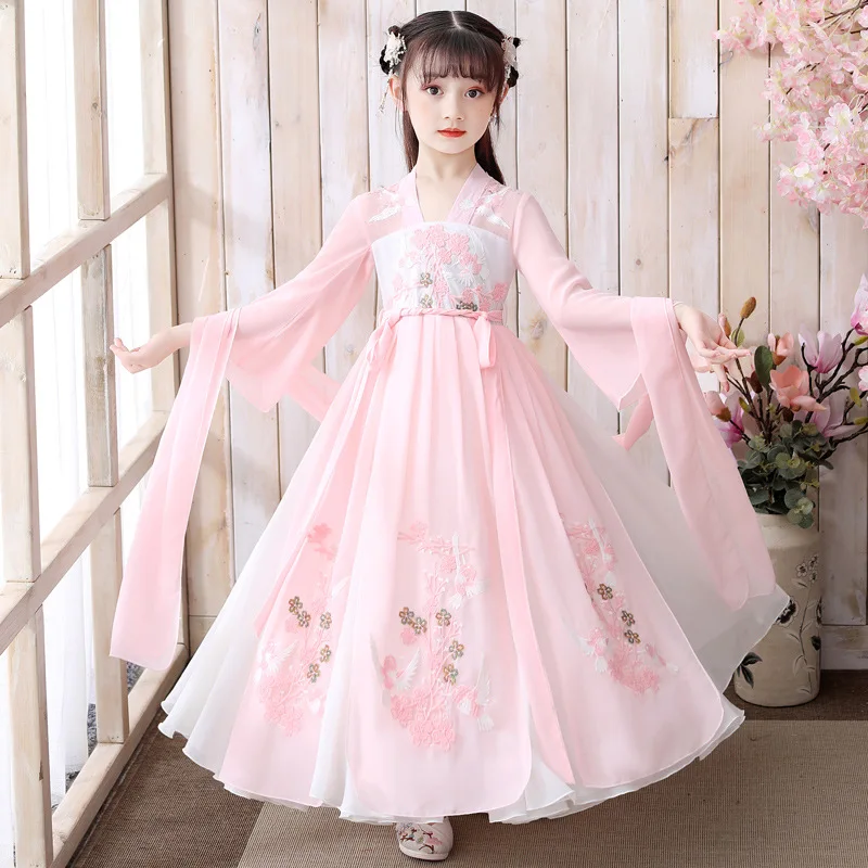 

Autumn New Kid Fairy Embroidery Chinese Style Hanfu Costume Girl Party Evening Performance Show Princess Skirt Cosplay Dress