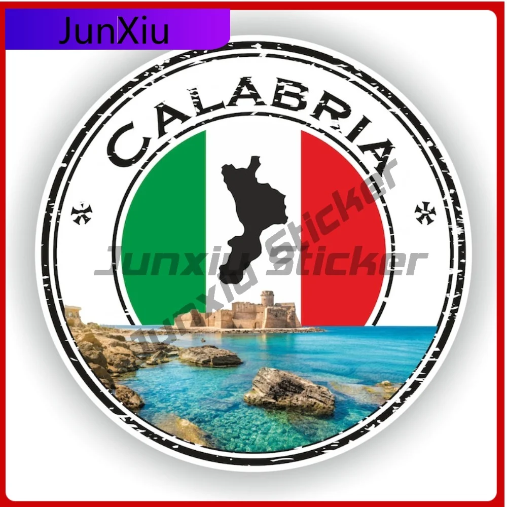 

Calabria Italy Seal Sticker Round Flag Unique Vinyl Decal Waterproof Exterior Decor for Electric Scooter Yacht Outdoor