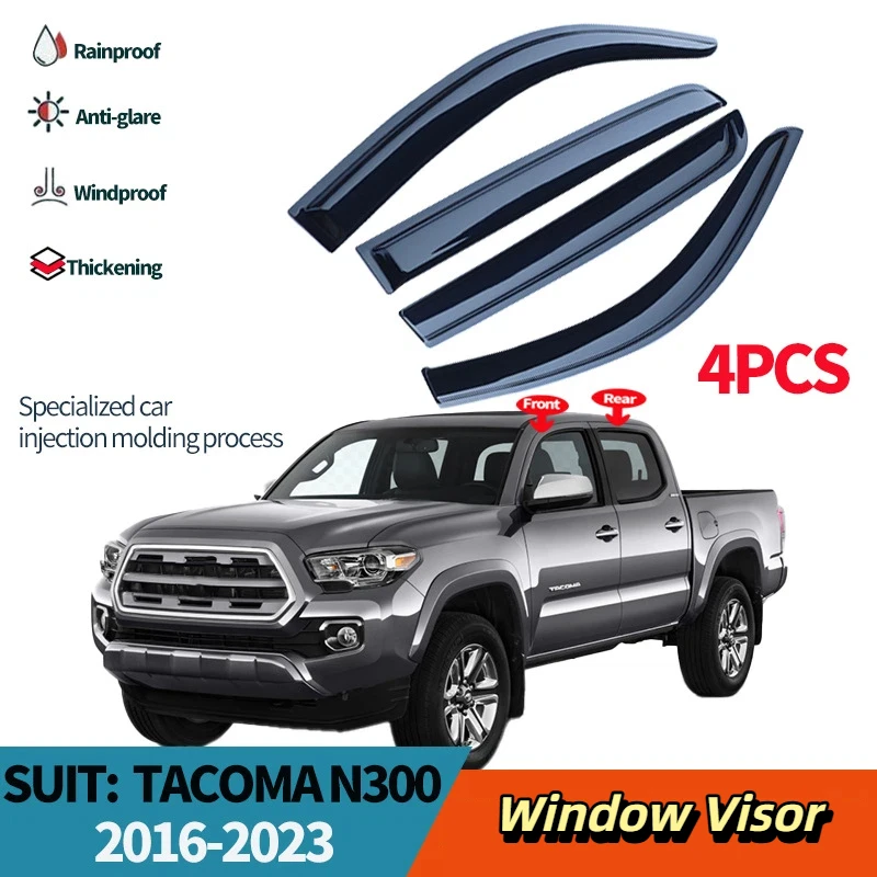 

Car Window Visor for 2016-23 TOYOTA tacoma,Side Window Deflector Weathershield Sun Rain Guard
