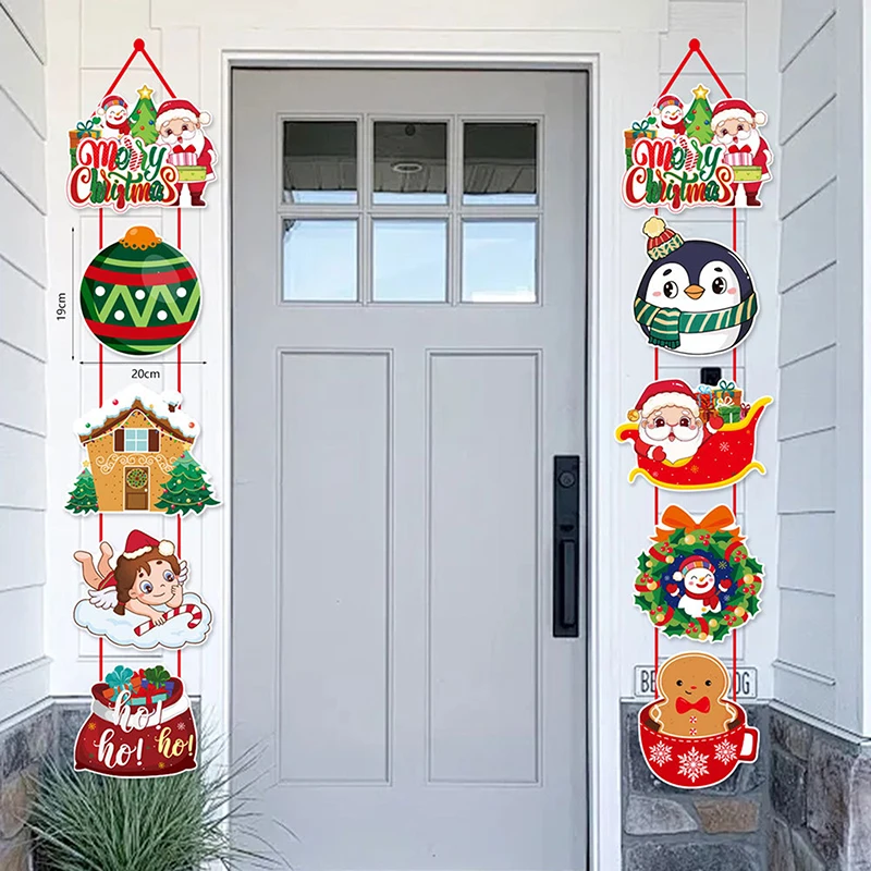 

Merry Christmas Hanging Door Banner Santa Claus Snowman Couplet Christmas Decorations For Home Xmas Gifts New Year