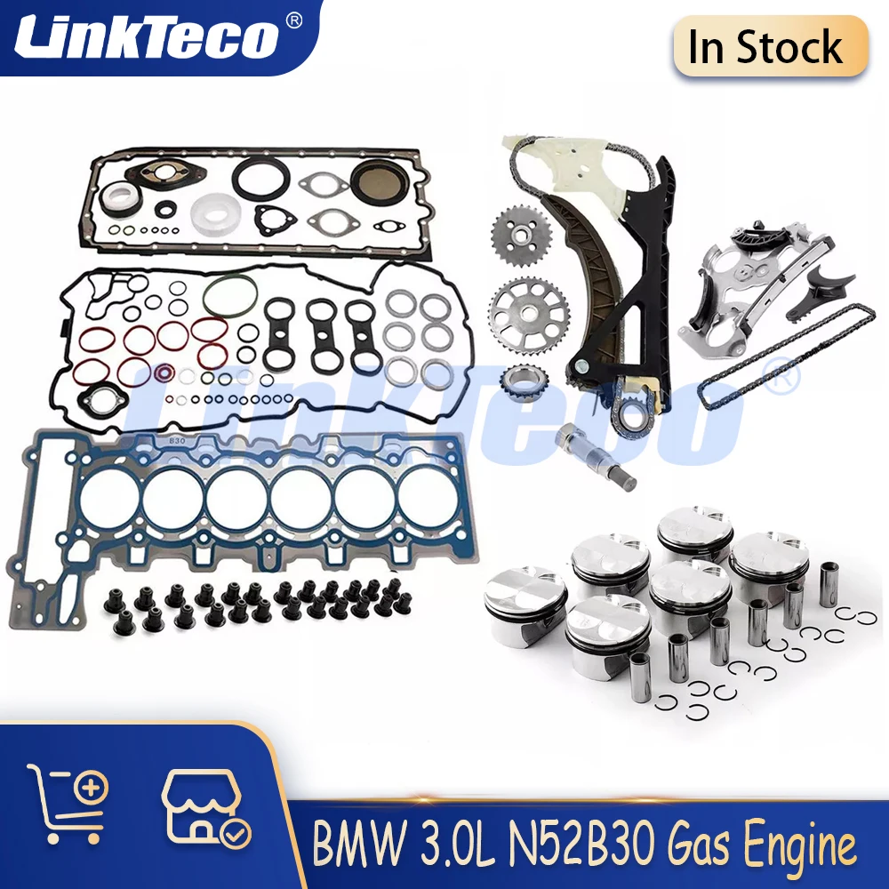

Детали двигателя, комплект поршневой цепи ГРМ, полный комплект прокладок, подходит для газа 3,0 л N52B30 для BMW 128i 328i 528i X5 X3 Z4 3.0L L6 N52 07-13