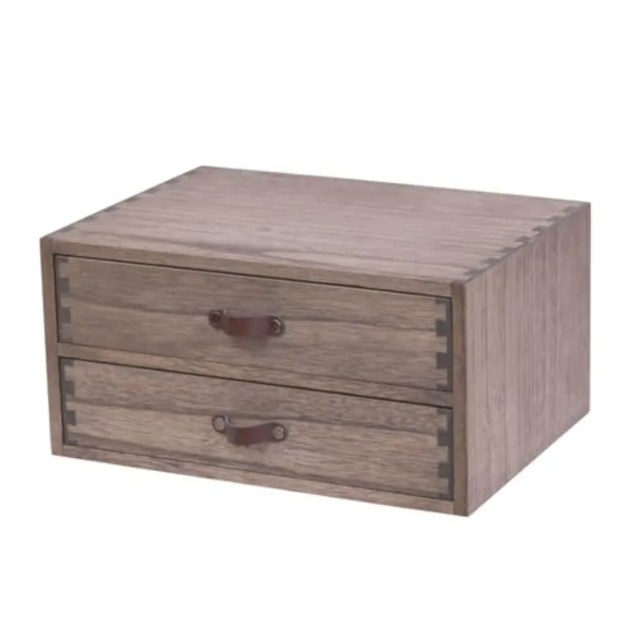 

Wood 2 Drawer Desktop Organizer Cabinet - Desk Storage Box for Kitchen Counter, Dresser Tabletop - Wooden File Organizer Printe