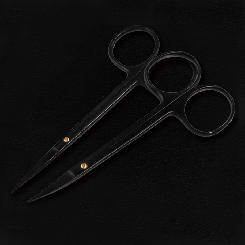 Ophthalmic porcelain black handle surgical scissors tungsten carbon steel double eyelid 10cm plastic eye surgery tools straight