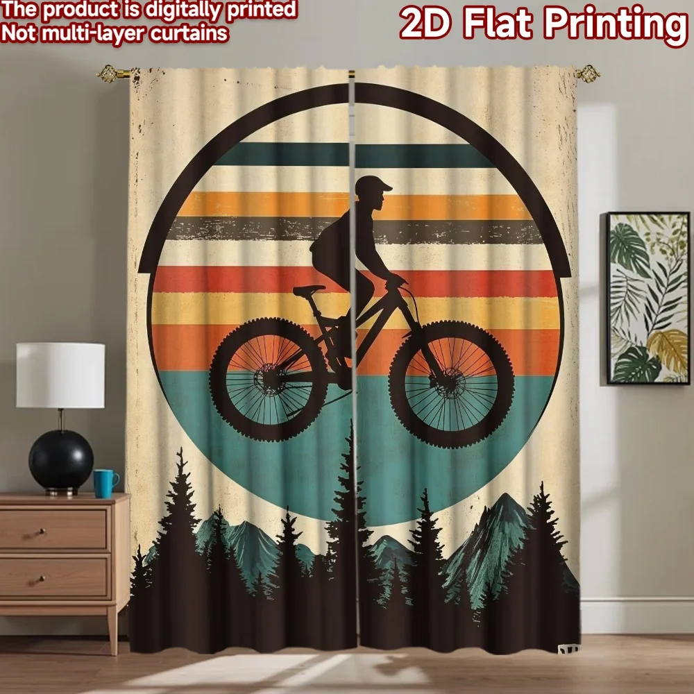 

1pc 2D flat Photography Backdrop Popular Scene Backdrop Cyclist in Mountain Silhouette 100% Polyester Party Decorations Perfect