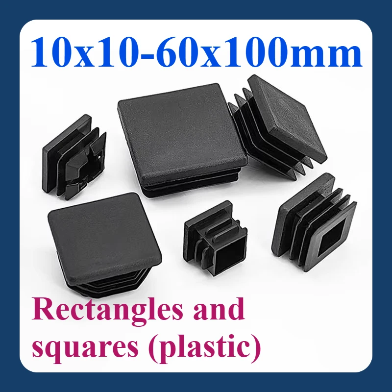 

Black square tube plastic plug cap shaped plastic foot cover chair foot pad square plug