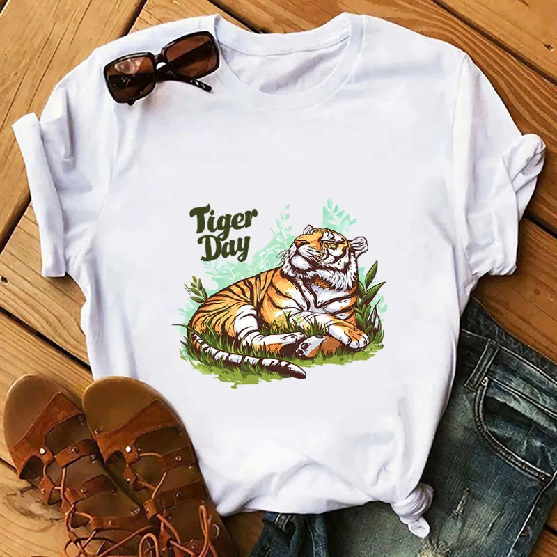 22CM Animal Clothing Patch World Elephant Day Tiger Day DTF Heat Transfer Patch Ironing Clothing Animal Stickers Vinyl Washable