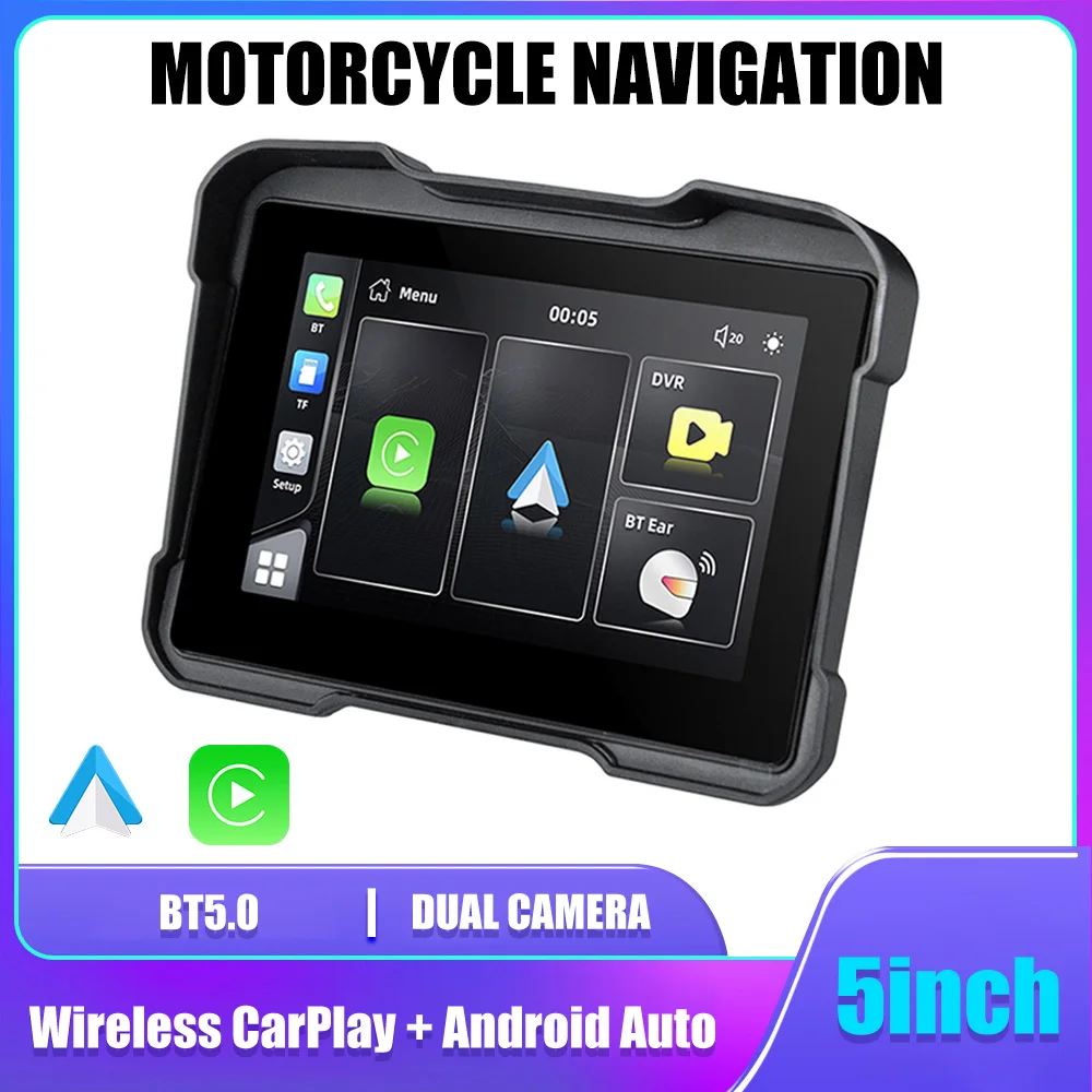 5 inch MTC15 Motorcycle Screen Carplay Moto Navigation Waterproof Screen Portable Motorcycle Wireless Android Auto Monitor