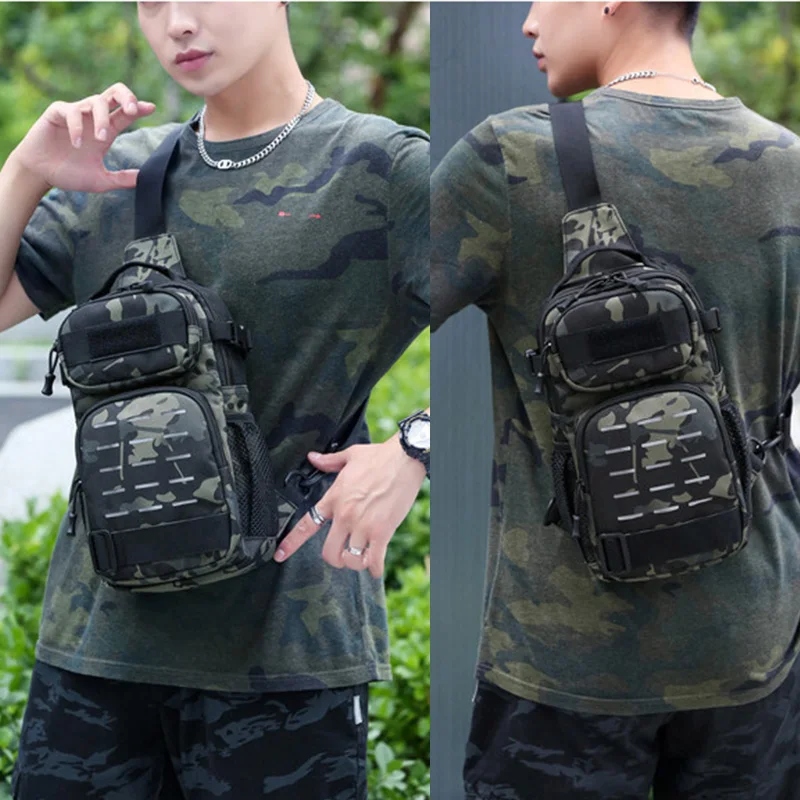 Tactical Sling Shoulder Bags Waterproof Night Reflective Strip Pack EDC New Molle Chest Bag 10L Capacity Wear-resisting black