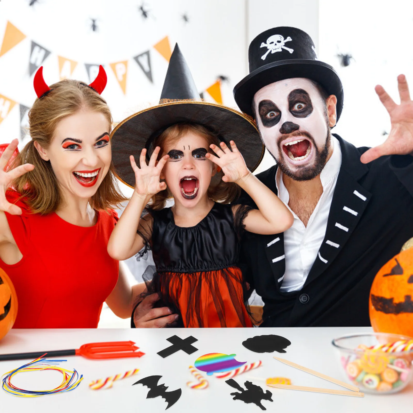 12 Pcs Halloween Scratch Paper Kits Halloween Theme Drawing Toys Scratch Paper Kit Kids Crafts School Projects Supplies