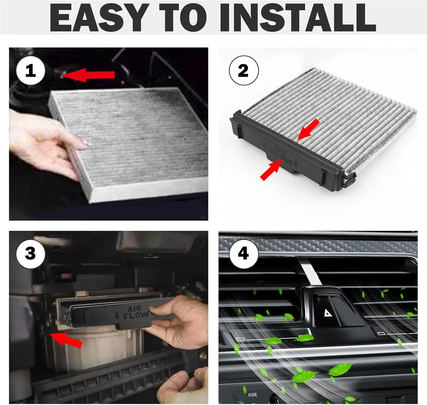 Cabineluchtfilter en filterdeksel, cabinsfilters compatibel met Jeep Dodge Chrysler vervanging OEM # CAF1864P,EG21-61-P11,Airs Cab