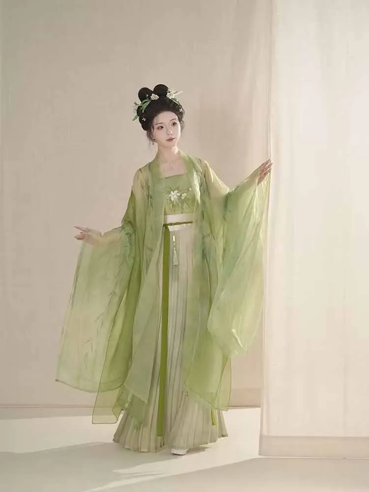 

Chinese Hanfu Dress Women Stage Performance Halloween Cosplay Costume Green Embroidered Hanfu Tang Suits Party Outfit Hanfu