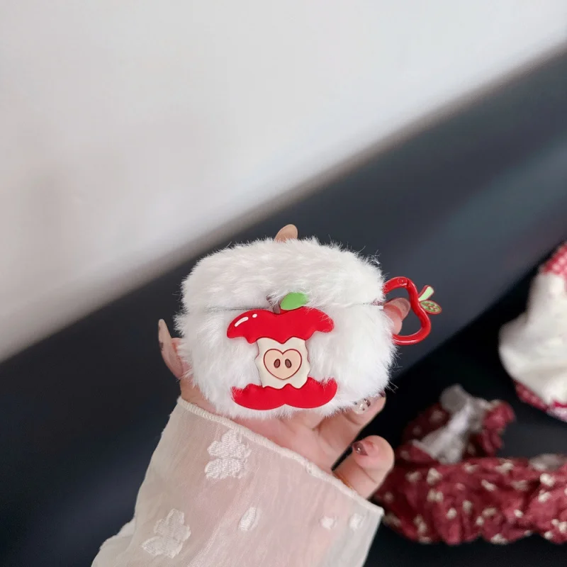 Adecuado para Appleairpods3/4 dibujos animados Apple Core funda para auricularesPRO2/PRO3 funda protectora de felpa 2 generaciones