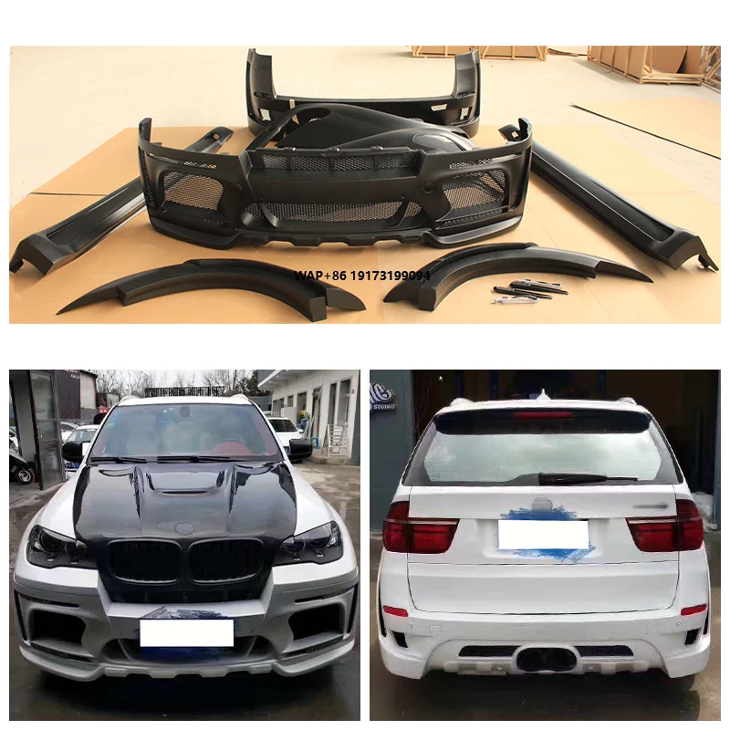 

Car Upgrade Front Rear Bumper Wheel Arch Fender Side Skirt New BodyKit Suitable for X5 2006-2013 E70 Harman Style